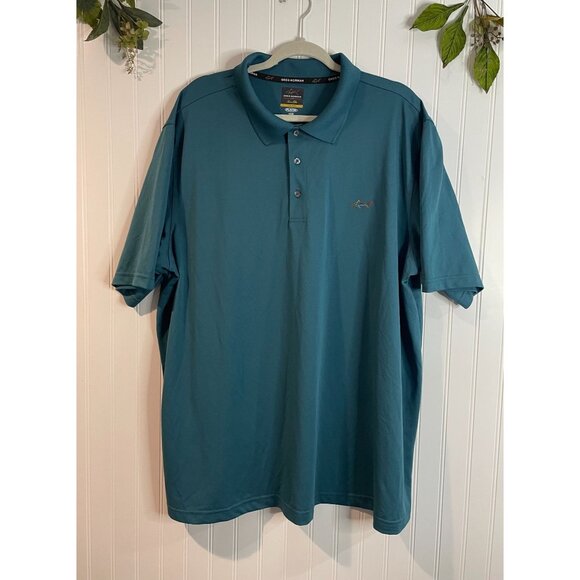 Greg Norman Tasso Elba 2XB Teal Polo Shirt Play Dry100%Polyester Short Sleeve Me - Picture 1 of 10
